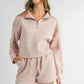 MABLE Half Zip Sweatshirt and Shorts Set Pink S