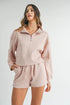 MABLE Half Zip Sweatshirt and Shorts Set Pink S