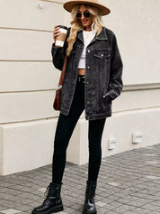 Button Up Long Sleeve Denim Jacket | Denim Jackets Daverri Fashions