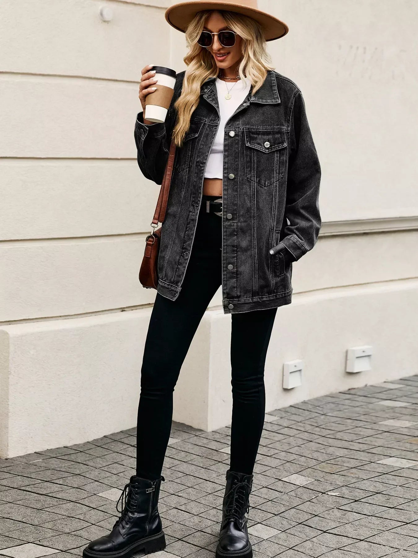 Button Up Long Sleeve Denim Jacket - DAVERRI FASHIONS