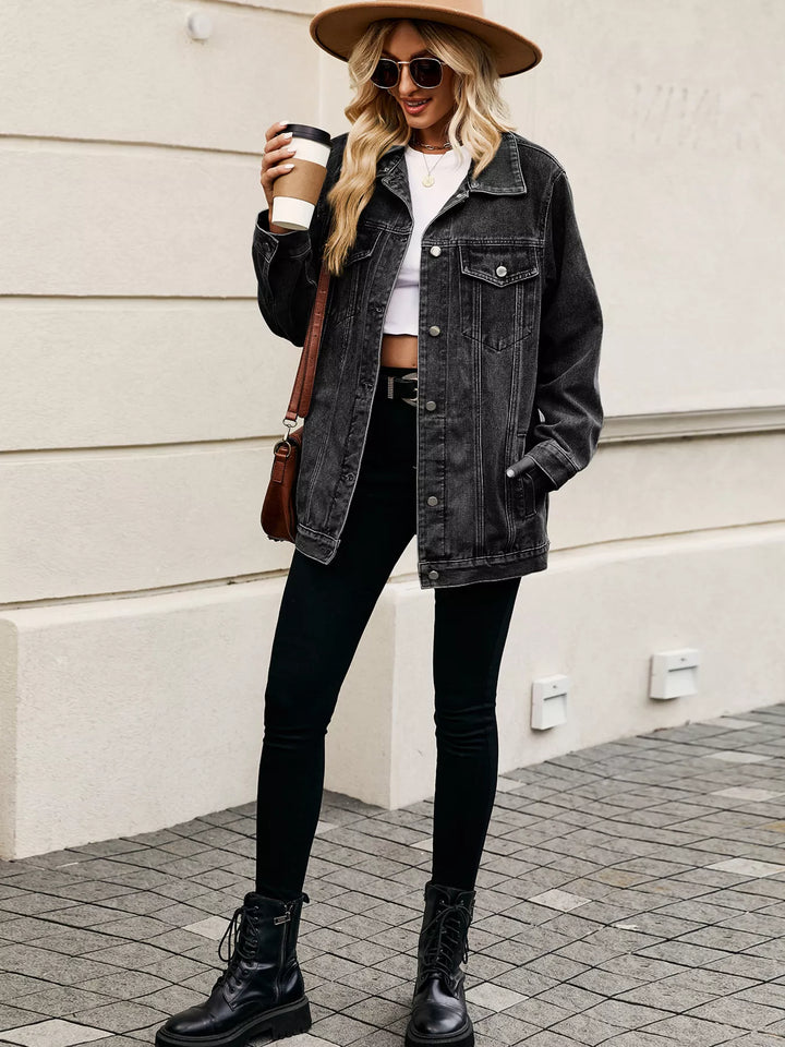 Button Up Long Sleeve Denim Jacket | Denim Jackets Daverri Fashions