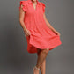 Umgee Johnny Collar Ruffle Cap Sleeve Tiered Dress Knee Length Dresses