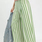 Green and white vertically striped Umgee wide-leg pants