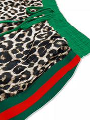 Leopard Round Neck Top and Pants Two-Piece Set | Loungewear Sets Daverri Fashions