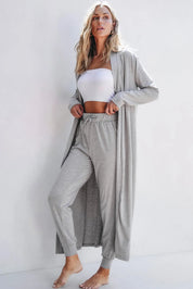 Open Front Long Sleeve Cardigan and Pants Lounge Set | Loungewear Sets Daverri Fashions