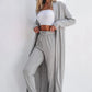 Open Front Long Sleeve Cardigan and Pants Lounge Set - DAVERRI FASHIONS