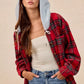 BiBi Brushed Plaid Hooded Jacket - DAVERRI FASHIONS