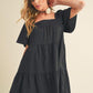 Aemi + Co Square Neck Half Sleeve Tiered Dress - DAVERRI FASHIONS