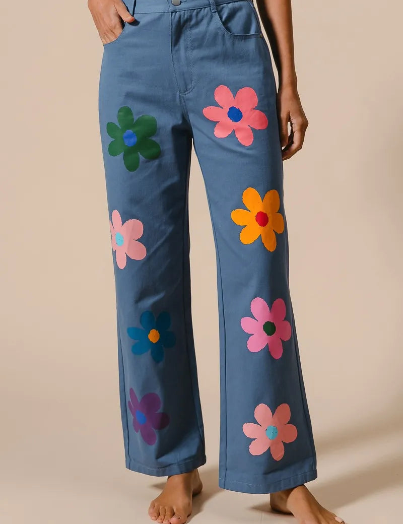 BiBi Flower Print Straight Legs Pants | Pants Daverri Fashions