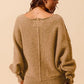 SO ME Loose Fit Exposed Seam Slouchy Boucle Sweater Taupe - DAVERRI FASHIONS