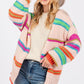 SAGE + FIG Rainbow Striped Open Front Knit Cardigan Cardigans