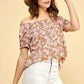 Lime 'N' Chili Floral Print Short Sleeve Off-The-Shoulder Blouse - DAVERRI FASHIONS