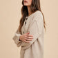 Annie Wear Half Button Ribbed Hem Sweater Sweaters