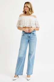 RISEN Full Size Low Rise Ankle Boyfriend Distressed Jeans Plus Size | Jeans Daverri Fashions