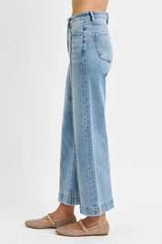 RISEN Full Size High Rise Crop Wide Leg Jeans Plus Size | Jeans Daverri Fashions