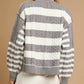 Umgee Cable-Knit Stripe Button-Up Cardigan - DAVERRI FASHIONS
