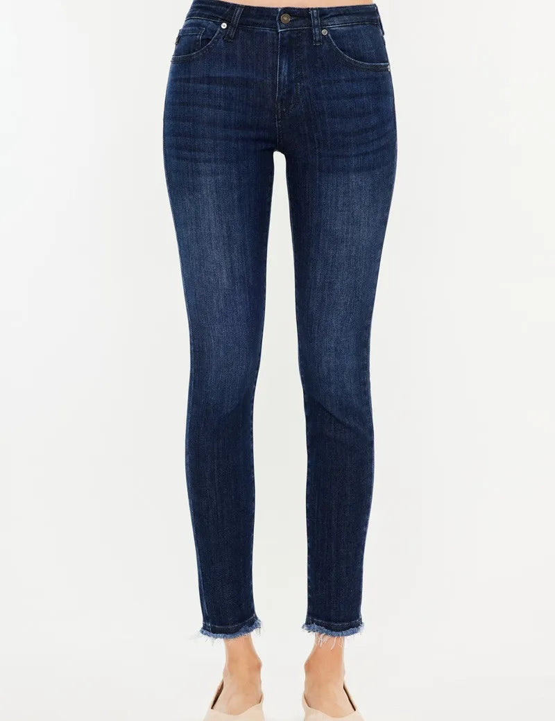 DARK Kancan High-Rise Slim Fit Raw Hem Ankle Jeans | Jeans Daverri Fashions