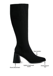Paytin Faux Leather Block Heel Calf Length Boots | Boots Daverri Fashions