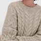 Cable Knit Long Sleeve Sweater - DAVERRI FASHIONS