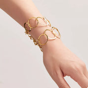 Gold One Size 18K Gold-Plated Titanium Steel Round Bracelet | Bracelets Daverri Fashions