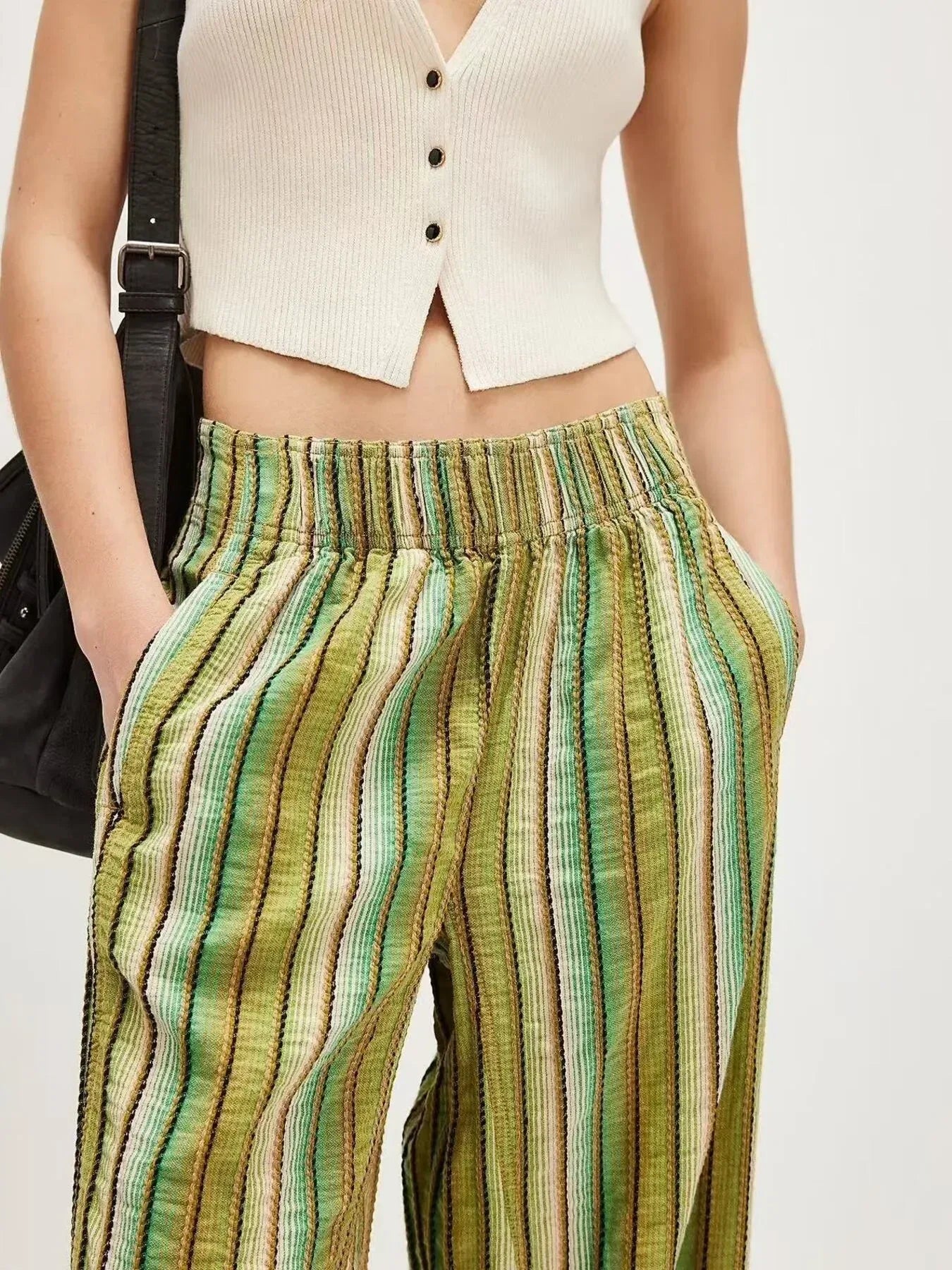 Striped Wide Leg Pants - DAVERRI FASHIONS