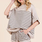 Lime 'N' Chili Striped Folded Half Sleeve Top and Shorts Set