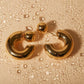 18K Gold-Plated C-Hoop Earrings - DAVERRI FASHIONS