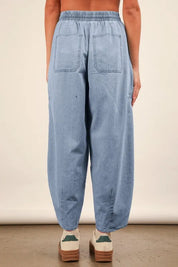 VERY J Washed Chambray Barrel Denim Pants | Jeans Daverri Fashions