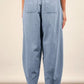 VERY J Washed Chambray Barrel Denim Pants