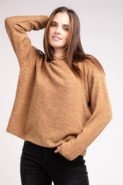 Hooded Brushed Melange Hacci Sweater Sweaters