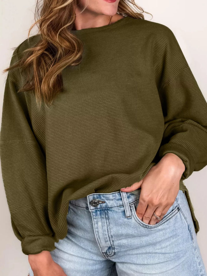 Ribbed Knit Oversized Sweatshirt | Sweatshirts Daverri Fashions