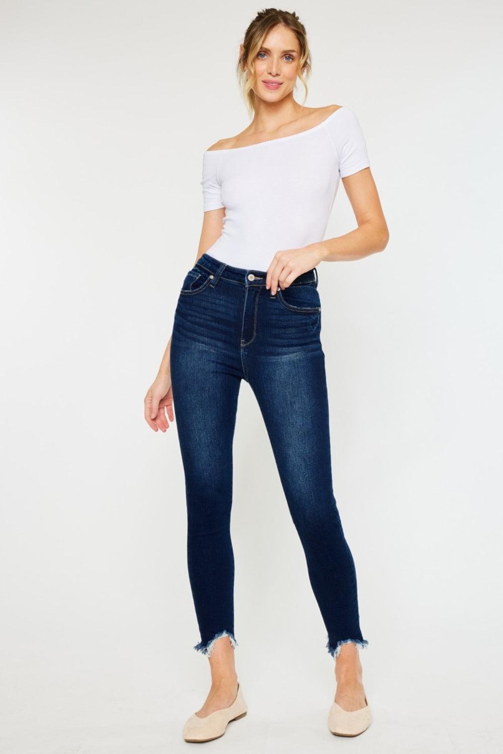 Kancan Full Size High Rise Frayed Ankle Skinny Jeans | Daverri Fashions