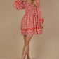 VERY J Printed Smocked Chest Boho Mini Dress - DAVERRI FASHIONS