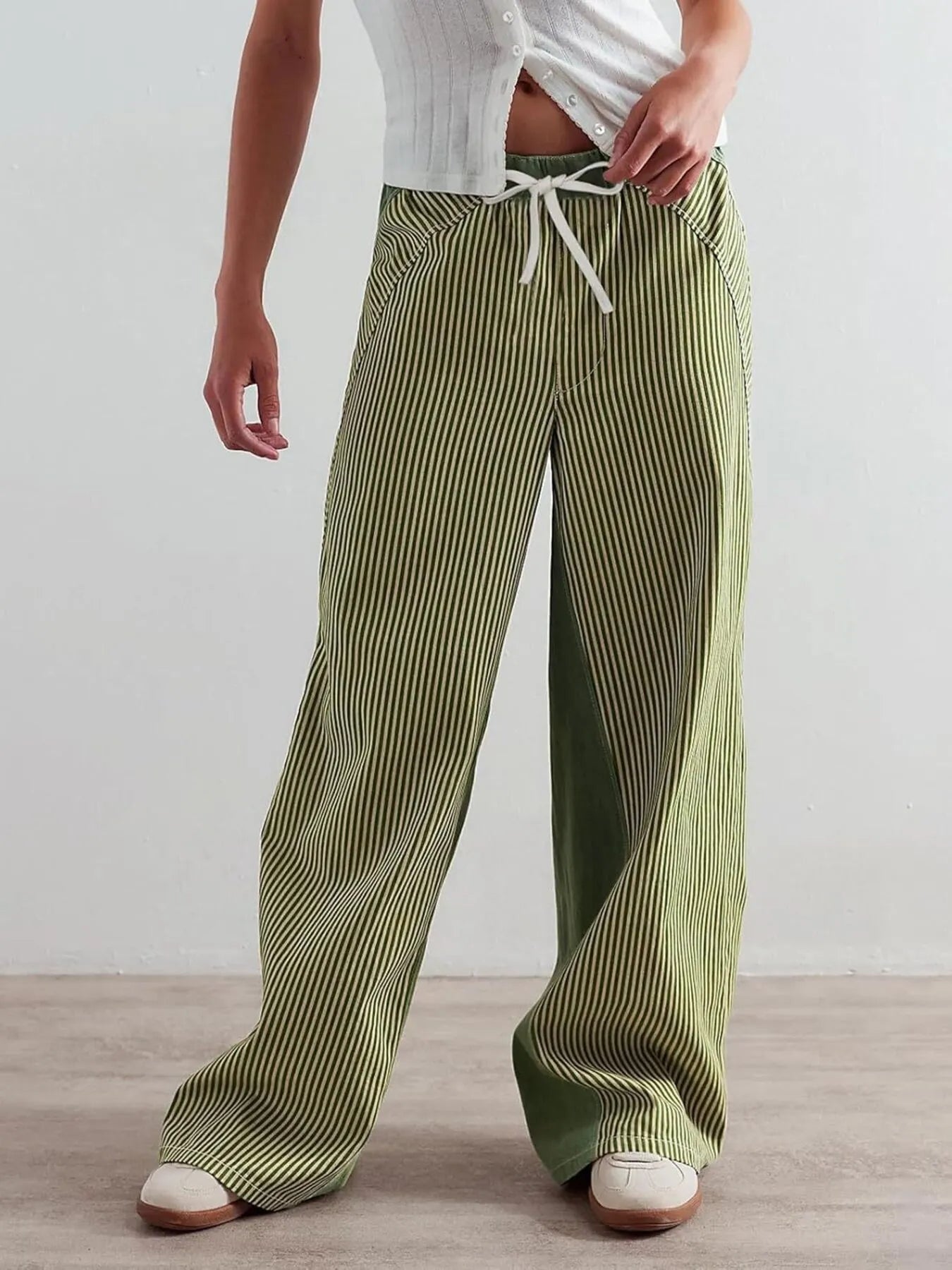 Striped Wide Leg Jeans | Pants Daverri Fashions