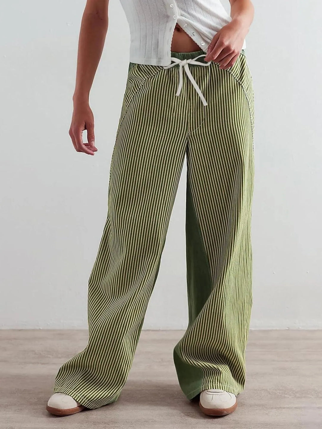 Striped Wide Leg Jeans | Pants Daverri Fashions