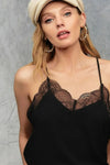 BiBi Black Lace Cami Solid Tank Top - DAVERRI FASHIONS
