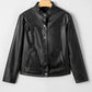 Faux Leather Buttoned Front Boxy Jacket - DAVERRI FASHIONS