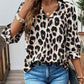 Leopard Print 3/4 Sleeve Blouse - DAVERRI FASHIONS