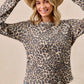 BiBi Leopard Print Washed Waffle Thermal Top with Thumb - DAVERRI FASHIONS