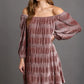 Umgee Off-Shoulder Balloon Sleeve Velvet Mini Dress Dusty Pink