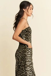 Davi & Dani Leopard Spaghetti Straps Wide Leg Jumpsuit | Jumpsuits Daverri Fashions