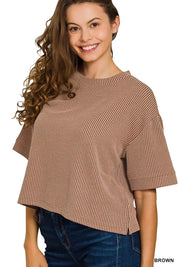Zenana Raised Rib Short Sleeve Tee & Pants Set | Daverri Fashions
