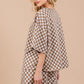 Ces Femme Checkered Round Neck Top and Shorts Set Short Sets