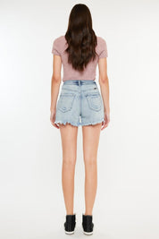 Kancan Distressed High Waist Denim Shorts with Pockets | Denim Shorts Daverri Fashions