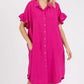 Mittoshop Button Down Flounce Sleeve Dress with Pockets - DAVERRI FASHIONS