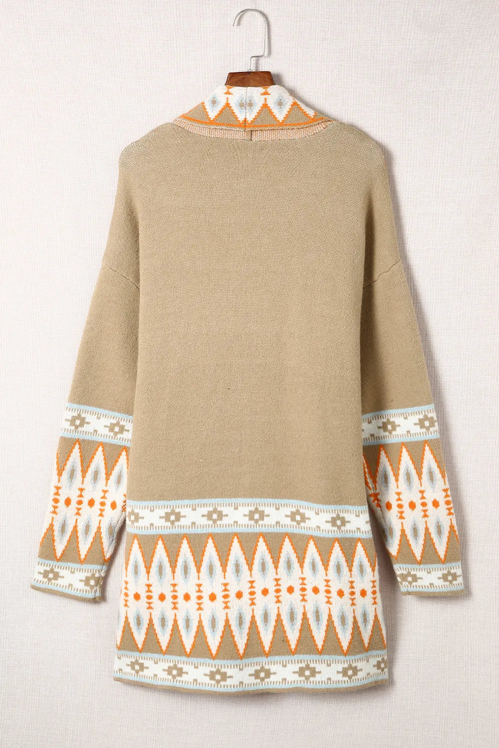 Geometric Open Front Long Sleeve Cardigan | Cardigans Daverri Fashions