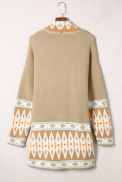 Geometric Open Front Long Sleeve Cardigan | Cardigans Daverri Fashions