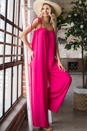 Veveret Pocketed Spaghetti Strap Wide Leg Jumpsuit Jumpsuits