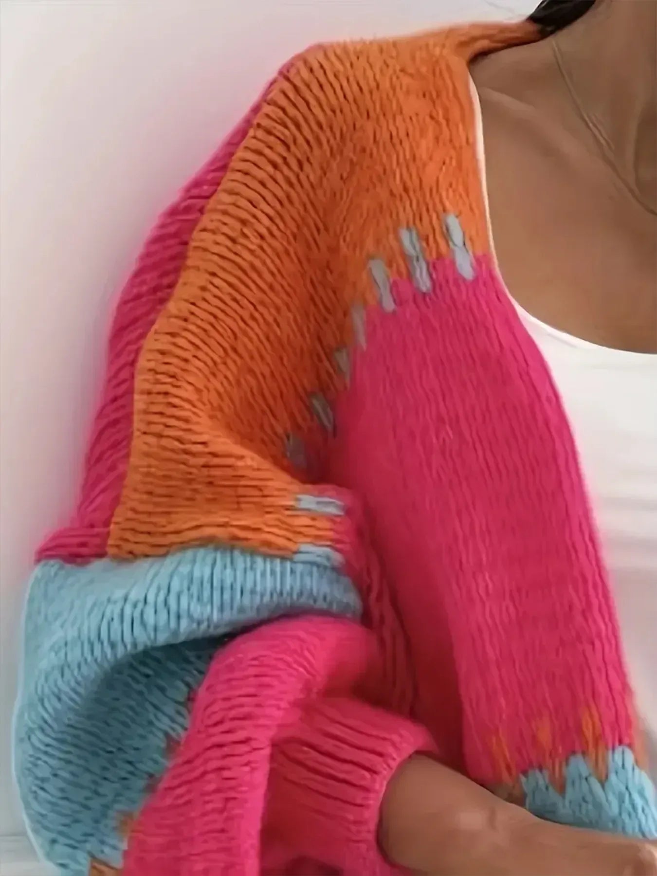 Color Block Drop Shoulder Cardigan - DAVERRI FASHIONS