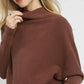 Umgee Draped Turtleneck Long Sleeve Knit Top - DAVERRI FASHIONS